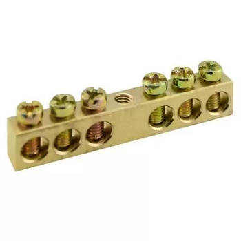 Шина PEN TS-0609C 6х9 6 отверстий крепление по центру Энергия - Электрика, НВА - Щитки и аксессуары для монтажа - Шины нулевые - . Магазин оборудования для автономного и резервного электропитания Ekosolar.ru в Ижевске